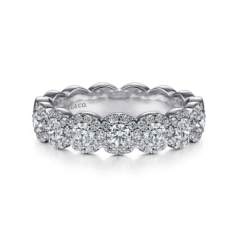 Gabriel & Co. 14K White Gold Halo Wedding Band - Floral Halo img2