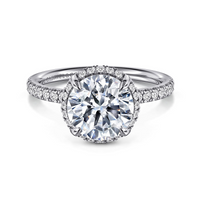 Gabriel & Co. 14K White Gold Hidden Halo Engagement - Diamond Halo with Pave Band img1