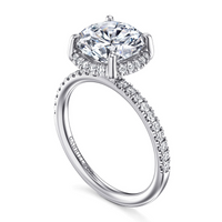 Gabriel & Co. 14K White Gold Hidden Halo Engagement - Diamond Halo with Pave Band img2