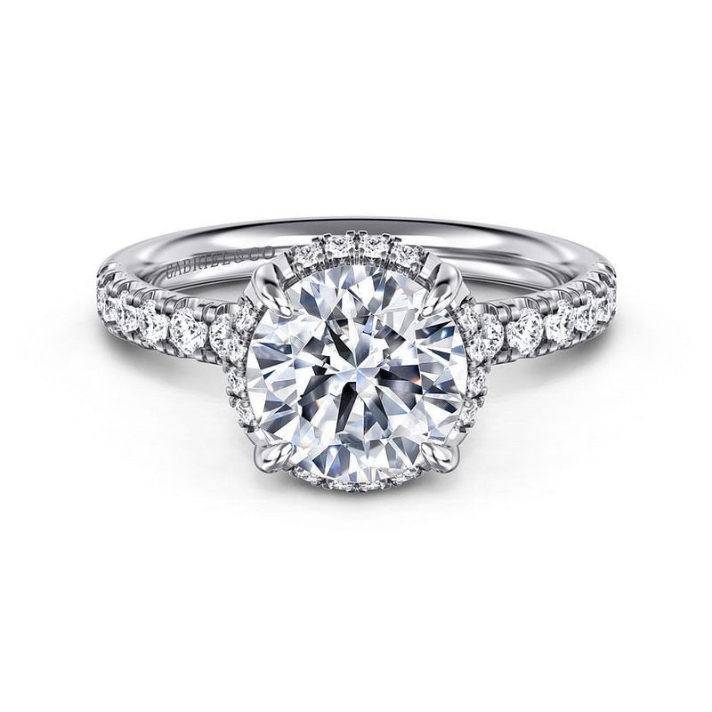 Gabriel & Co. 14K White Gold Hidden Halo Engagement Ring - Elevated Cathedral Setting img1