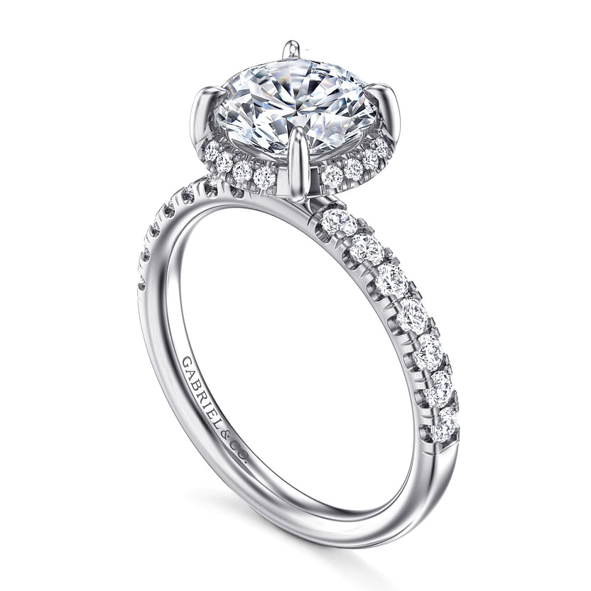 Gabriel & Co. 14K White Gold Hidden Halo Engagement Ring - Elevated Cathedral Setting img2