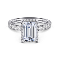 Gabriel & Co. 14K White Gold Hidden Halo Engagement Ring - Emerald Halo img1