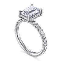 Gabriel & Co. 14K White Gold Hidden Halo Engagement Ring - Emerald Halo img2
