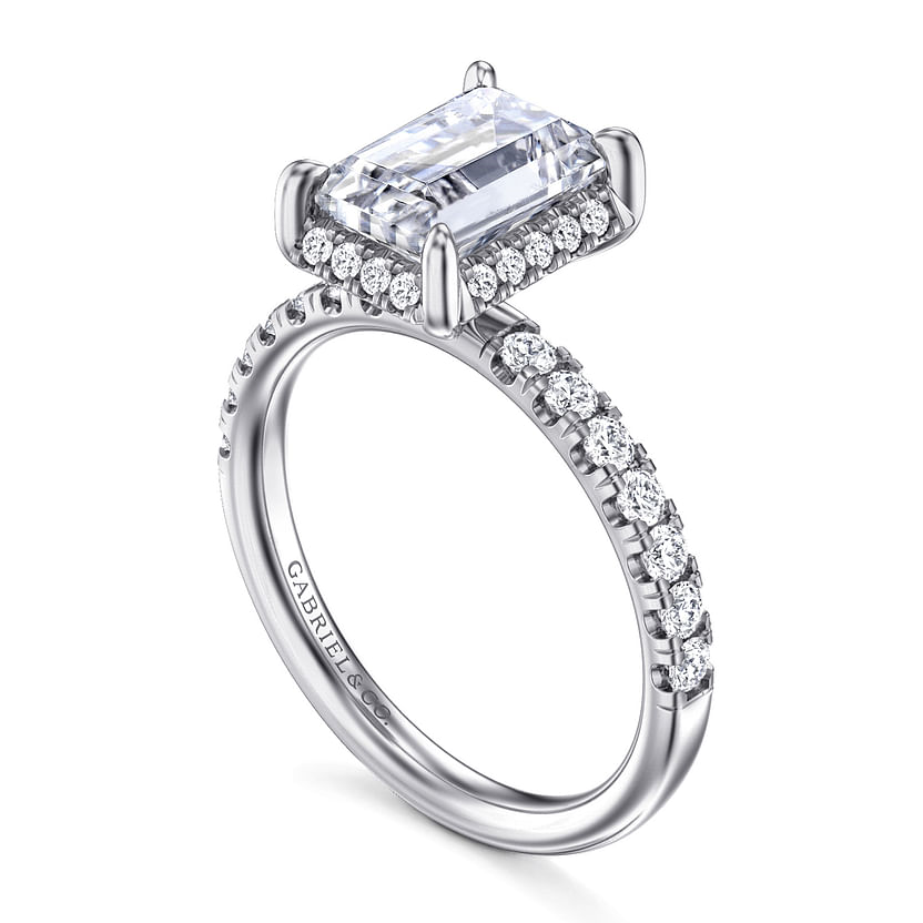 Gabriel & Co. 14K White Gold Hidden Halo Engagement Ring - Emerald Halo img2