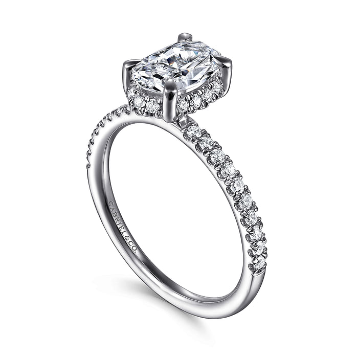 Gabriel & Co. 14K White Gold Hidden Halo Engagement Ring - Oval Cut Diamond img2