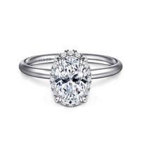 Gabriel & Co. 14K White Gold Hidden Halo Engagement Ring - Oval Cut and Halo Setting img1