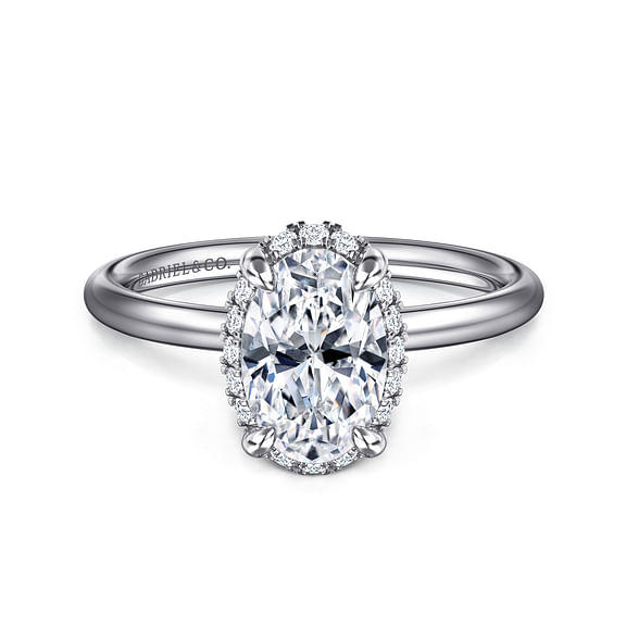 Gabriel & Co. 14K White Gold Hidden Halo Engagement Ring - Oval Cut and Halo Setting img1