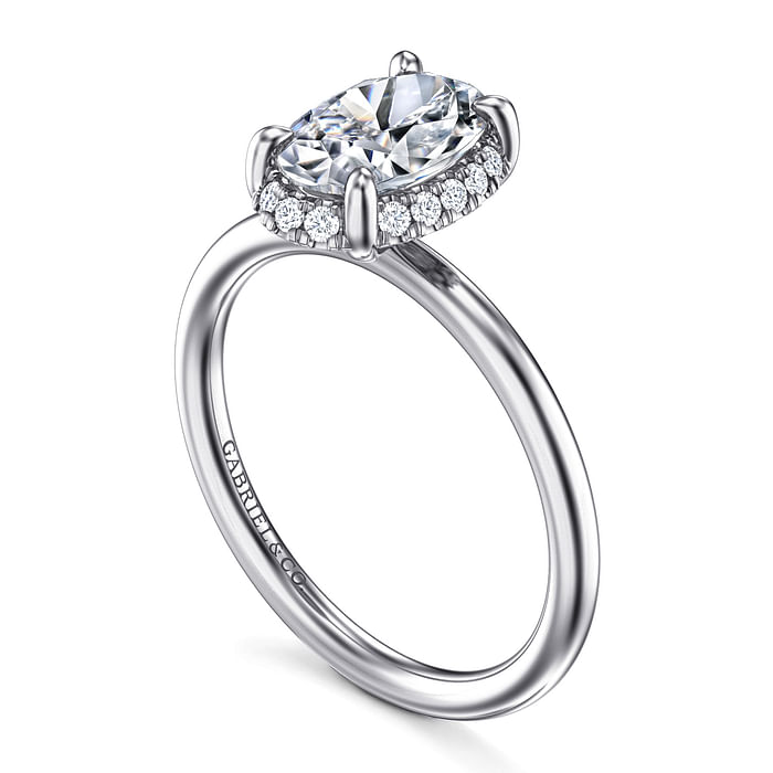 Gabriel & Co. 14K White Gold Hidden Halo Engagement Ring - Oval Cut and Halo Setting img2