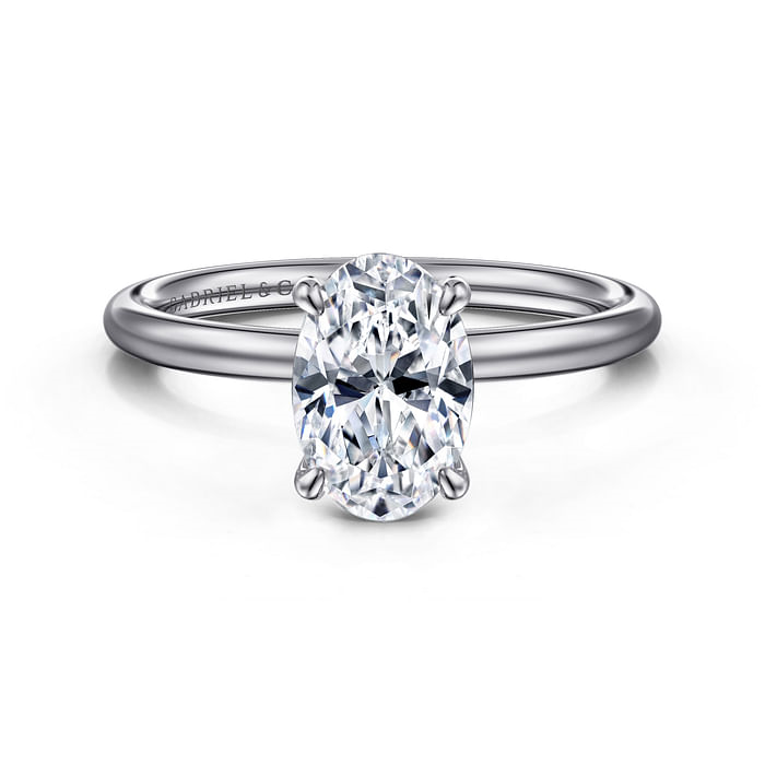 Gabriel & Co. 14K White Gold Hidden Halo Engagement Ring - Oval Solitaire Diamond Cut img1