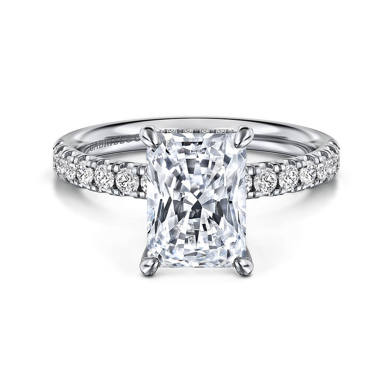Gabriel & Co. 14K White Gold Hidden Halo Engagement Ring - Radiant Cut Diamond img1