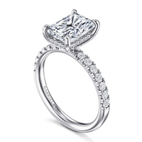 Gabriel & Co. 14K White Gold Hidden Halo Engagement Ring - Radiant Cut Diamond img2