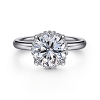 Gabriel & Co. 14K White Gold Hidden Halo Engagement Ring - Round Brilliant - Cut Center Diamond img1