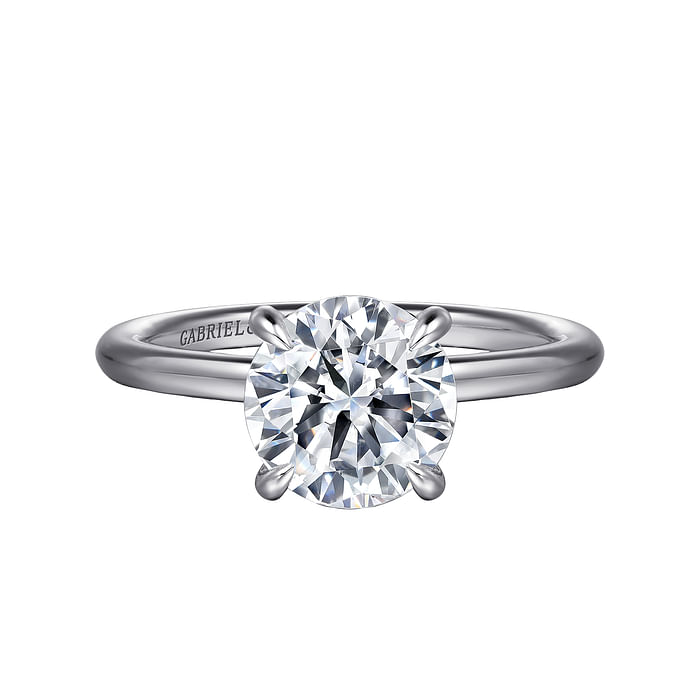 Gabriel & Co. 14K White Gold Hidden Halo Engagement Ring - Round Brilliant Cut Diamond img1