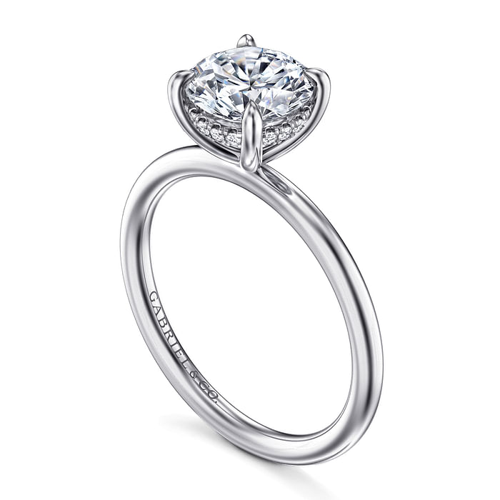 Gabriel & Co. 14K White Gold Hidden Halo Engagement Ring - Round Brilliant Cut Diamond img2
