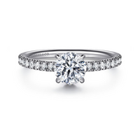 Gabriel & Co. 14K White Gold Hidden Halo Engagement Ring - Round Cut Center Diamond img1