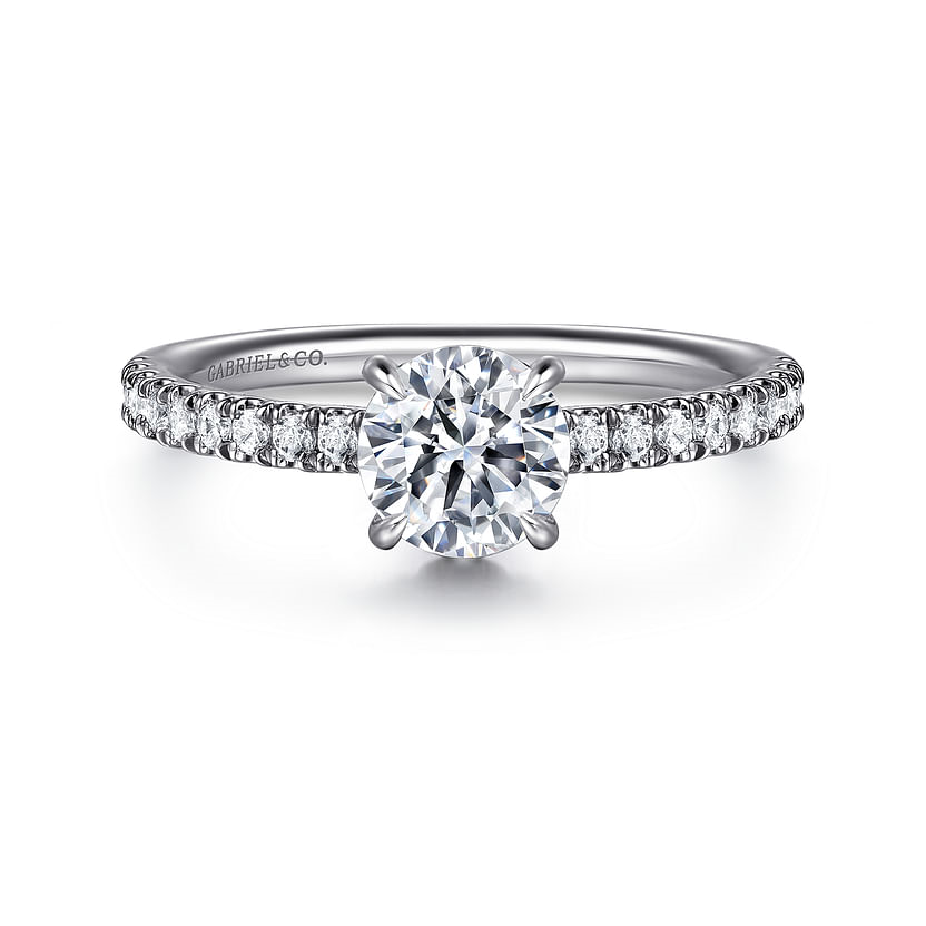 Gabriel & Co. 14K White Gold Hidden Halo Engagement Ring - Round Cut Center Diamond img1