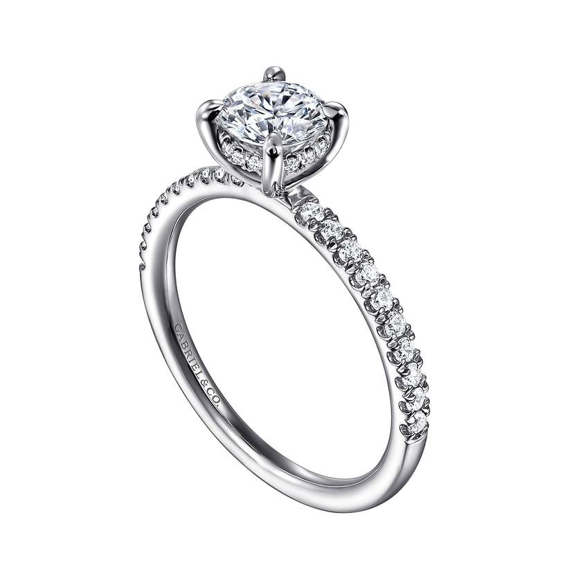 Gabriel & Co. 14K White Gold Hidden Halo Engagement Ring - Round Cut Center Diamond img2