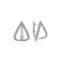 Gabriel & Co. 14K White Gold Inverted V Diamond Huggies img1