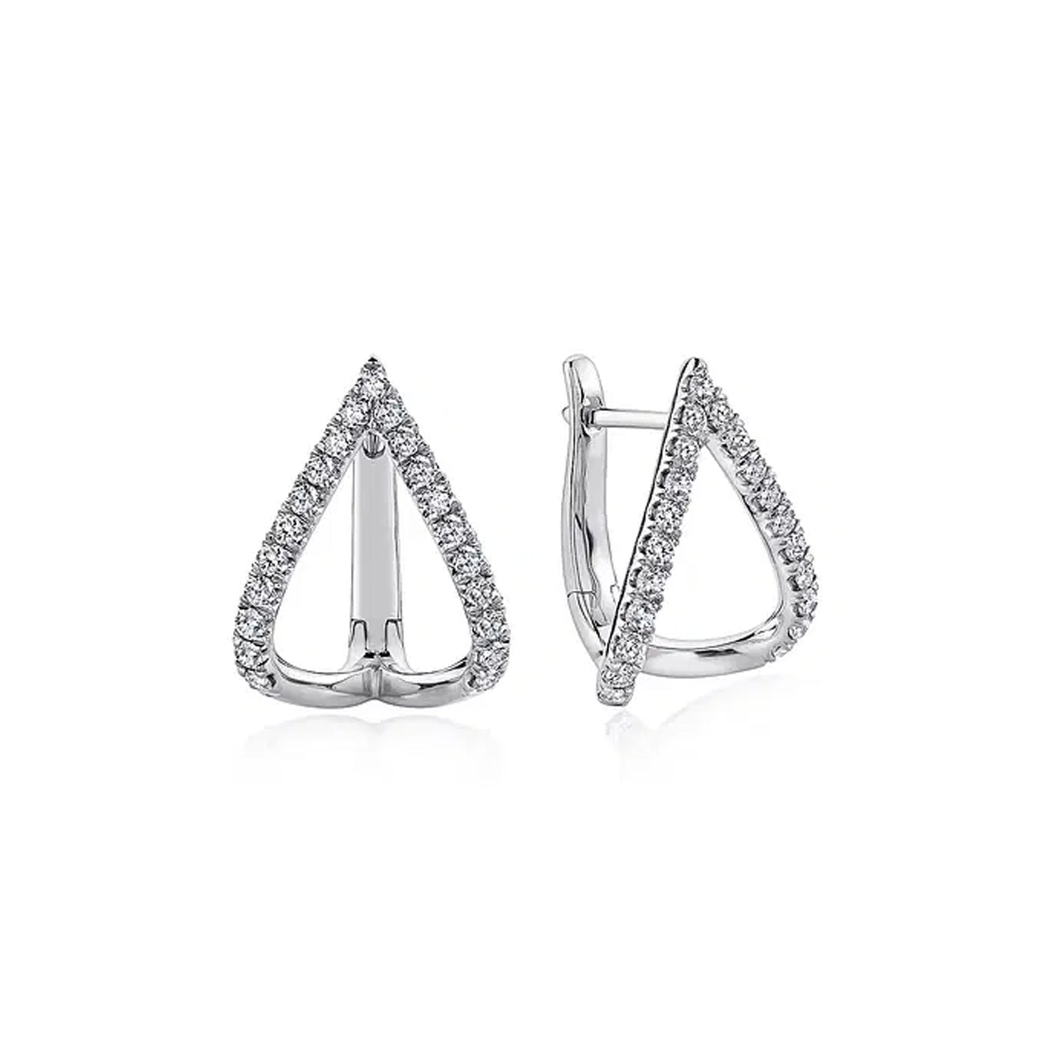 Gabriel & Co. 14K White Gold Inverted V Diamond Huggies img1