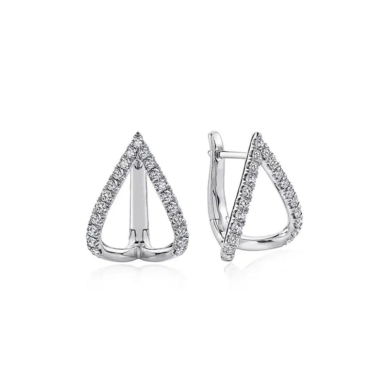 Gabriel & Co. 14K White Gold Inverted V Diamond Huggies img1