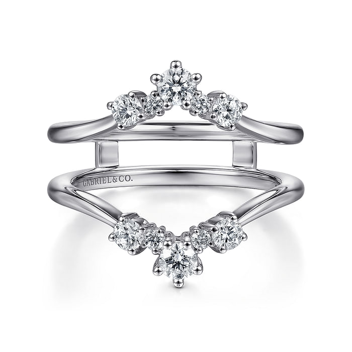 Gabriel & Co. 14K White Gold Jacket Wedding Band - Chevron Design img2