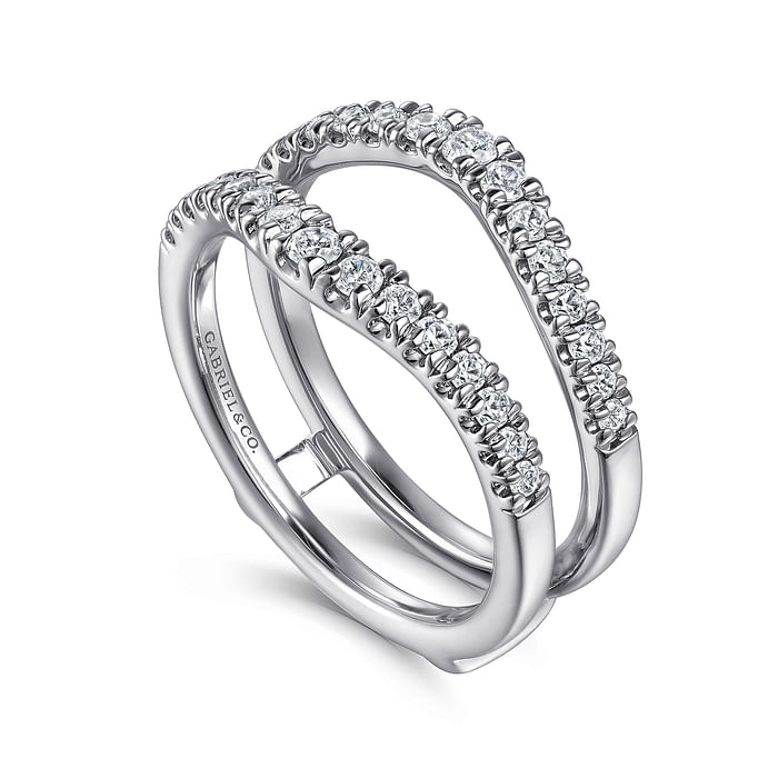 Gabriel & Co. 14K White Gold Jacket Wedding Band - Double Row Split Shank img1