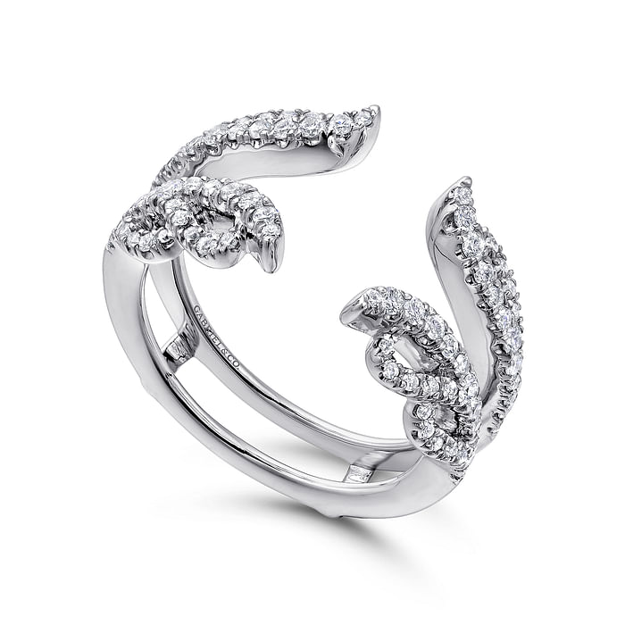 Gabriel & Co. 14K White Gold Jacket Wedding Band - Floral Inspired Design img1