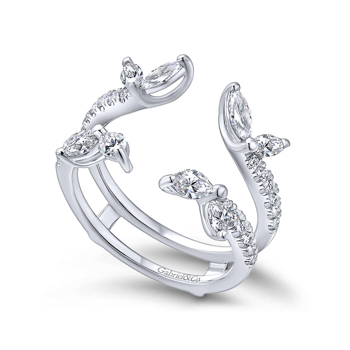Gabriel & Co. 14K White Gold Jacket Wedding Band - Marquise Mix img1