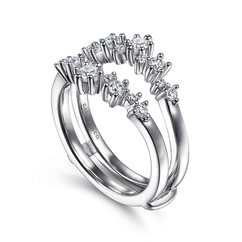 Gabriel & Co. 14K White Gold Jacket Wedding Band - Multi Prong Setting img1
