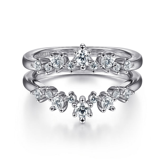 Gabriel & Co. 14K White Gold Jacket Wedding Band - Multi Prong Setting img2