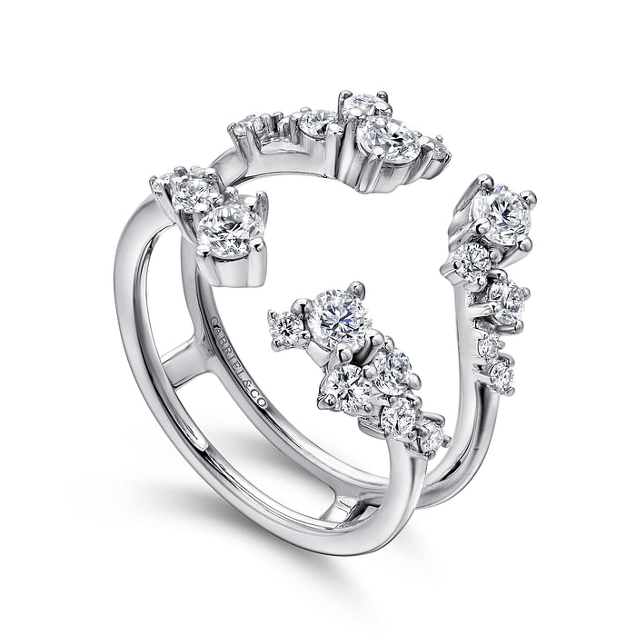 Gabriel & Co. 14K White Gold Jacket Wedding Band - Round Brilliant Diamond img1