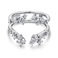 Gabriel & Co. 14K White Gold Jacket Wedding Band - Round Brilliant Diamond img2