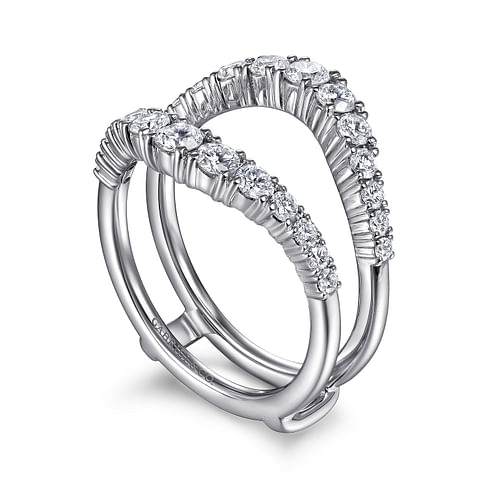 Gabriel & Co. 14K White Gold Jacket Wedding Band - Round Diamond img1