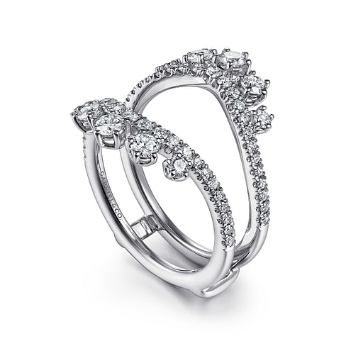 Gabriel & Co. 14K White Gold Jacket Wedding Band - Twinkling Crown img1