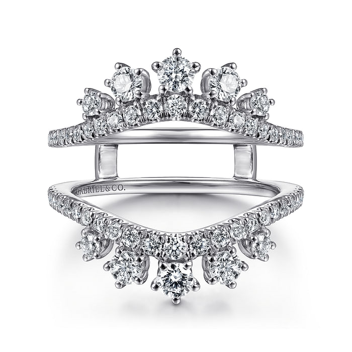 Gabriel & Co. 14K White Gold Jacket Wedding Band - Twinkling Crown img2