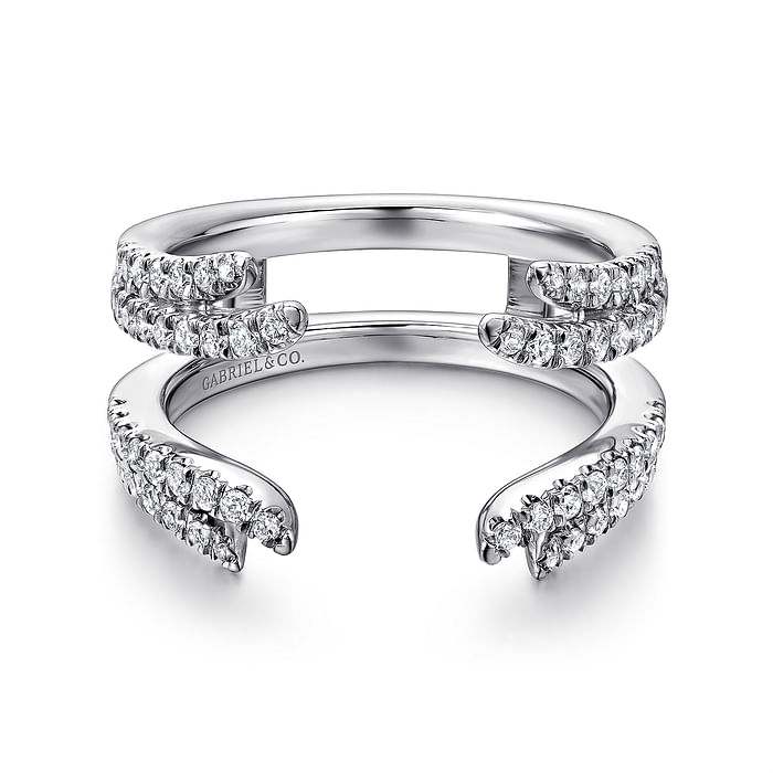 Gabriel & Co. 14K White Gold Jacket Wedding Band - White Diamond Ring img2