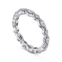 Gabriel & Co. 14K White Gold Marquise and Round Shared Prong Wedding Band img1