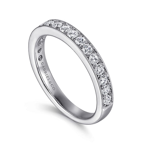 Gabriel & Co. 14K White Gold Pave Set Wedding Band - Natural Diamond Gemstone img1