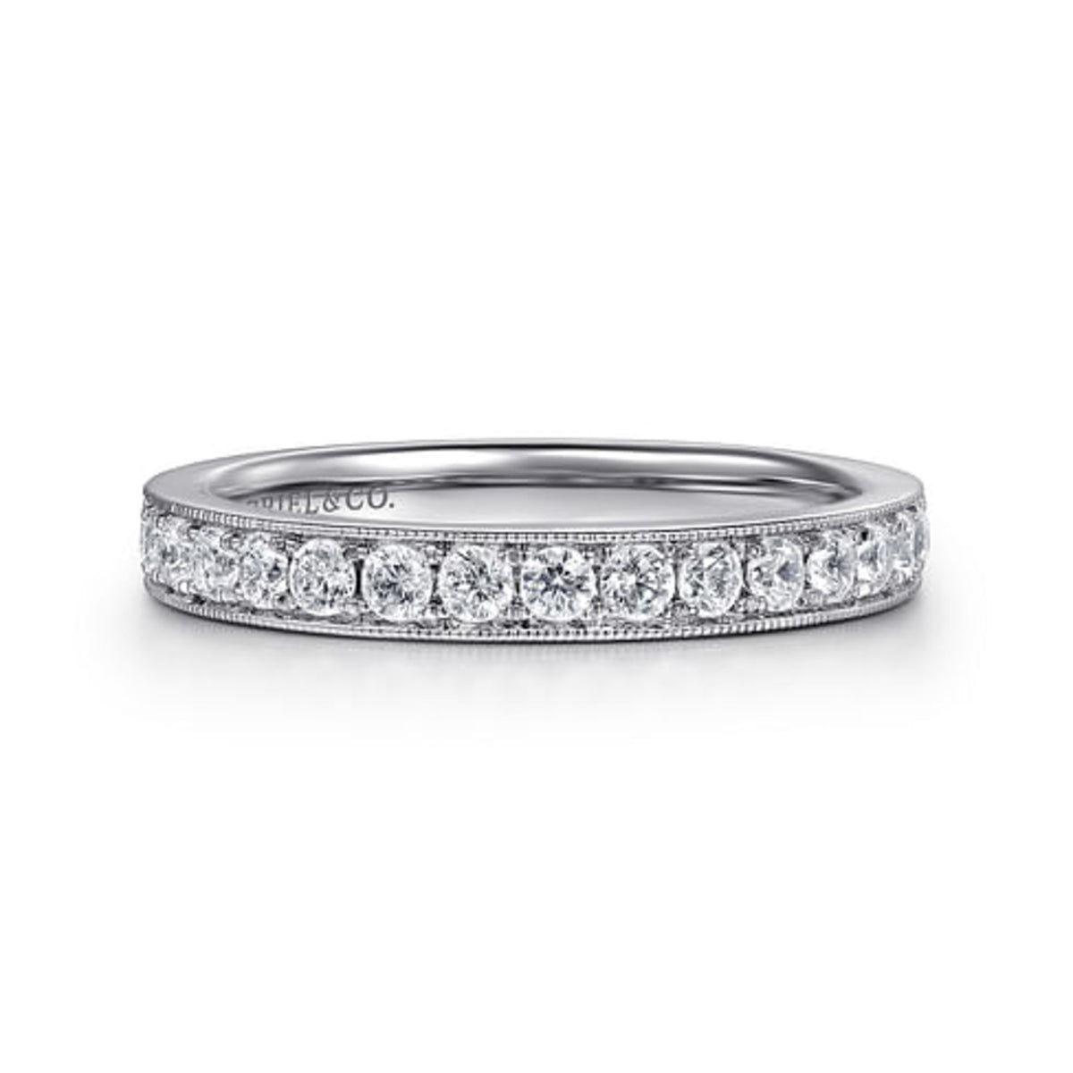 Gabriel & Co. 14K White Gold Pave Set Wedding Band - Natural Diamond Gemstone img2