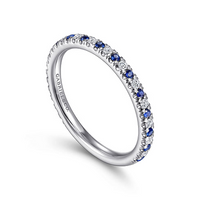 Gabriel & Co. 14K White Gold Pave Set Wedding Band - Sapphire Accents img1