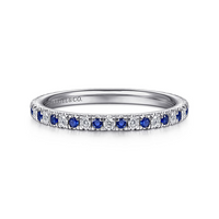 Gabriel & Co. 14K White Gold Pave Set Wedding Band - Sapphire Accents img2
