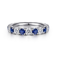 Gabriel & Co. 14K White Gold Pave Set Wedding Band - Sapphire Gemstone img2