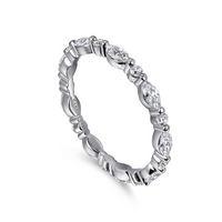 Gabriel & Co. 14K White Gold Prong Set Wedding Band - Marquise Diamonds img1