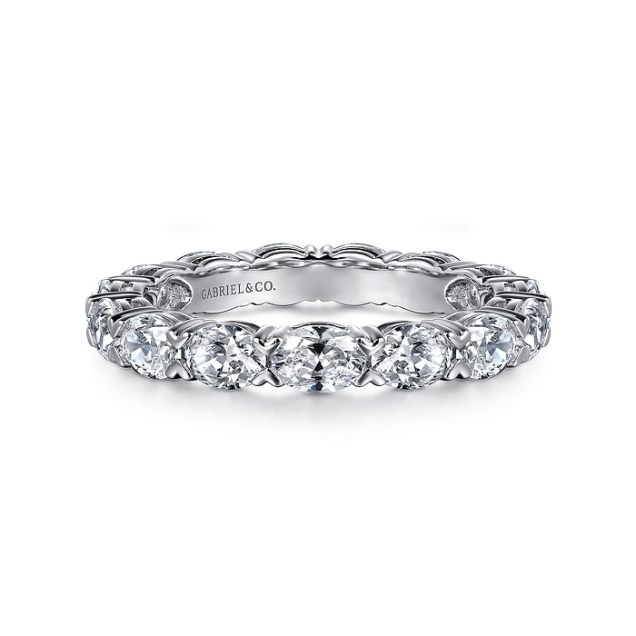 Gabriel & Co. 14K White Gold Prong Set Wedding Band - Natural Diamond img2