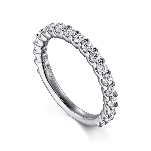 Gabriel & Co. 14K White Gold Prong Set Wedding Band - Round Diamond img1