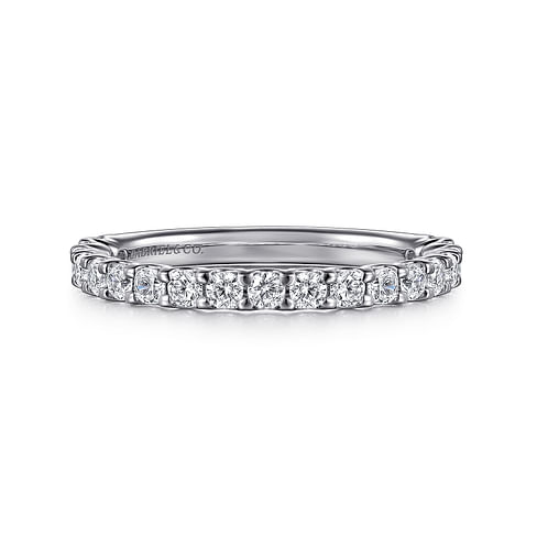 Gabriel & Co. 14K White Gold Prong Set Wedding Band - Round Diamond img2