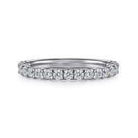 Gabriel & Co. 14K White Gold Prong Set Wedding Band - Round Diamond img2