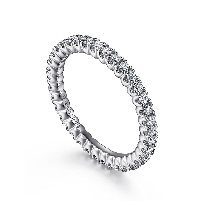 Gabriel & Co. 14K White Gold Prong Set Wedding Band - Shared Prong img1