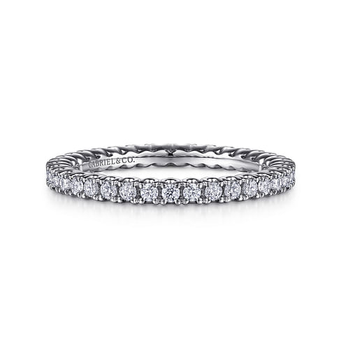 Gabriel & Co. 14K White Gold Prong Set Wedding Band - Shared Prong img2