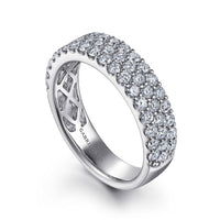 Gabriel & Co. 14K White Gold Prong Set Wedding Band - Triple Row Stone img1